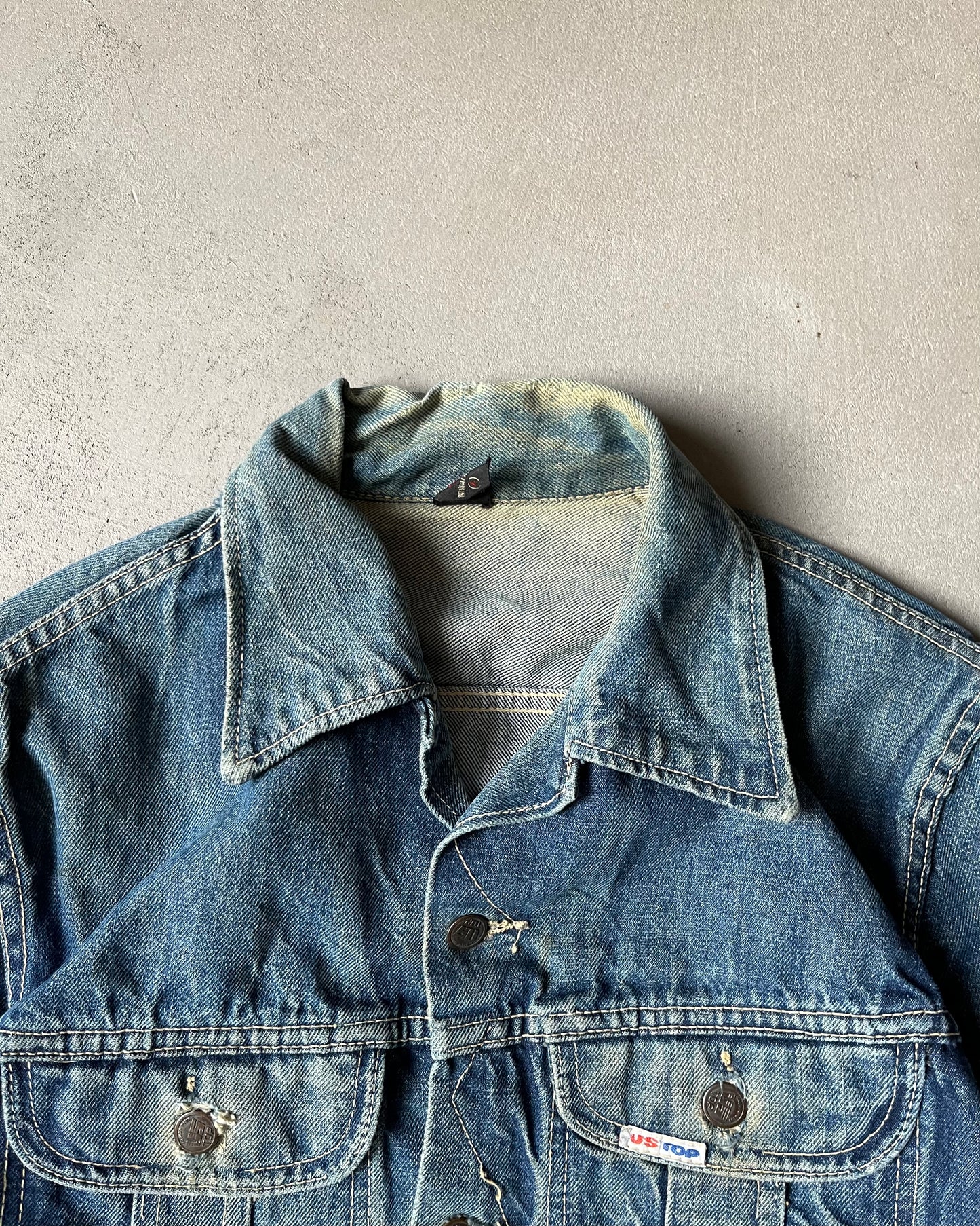 Années 1970 - Veste en jean délavé US TOP - Taille S
