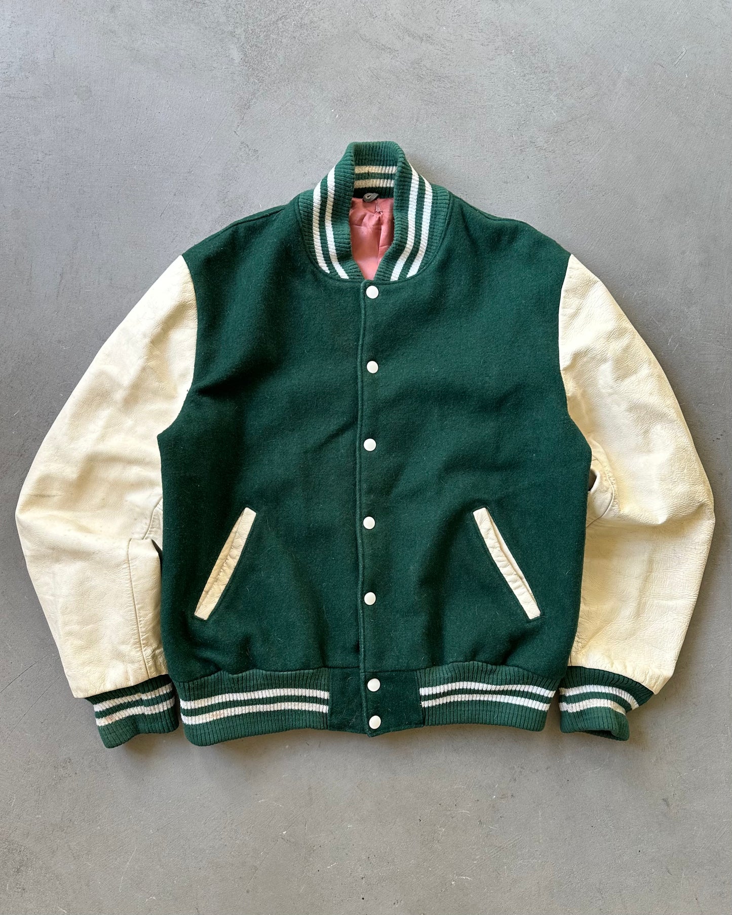 1990s - Green/Cream Roots Varsity Jacket - L/XL