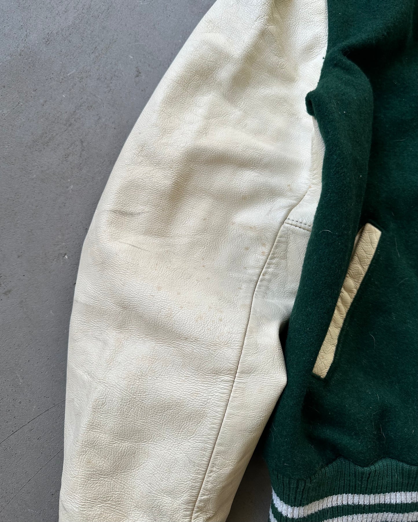 1990s - Green/Cream Roots Varsity Jacket - L/XL