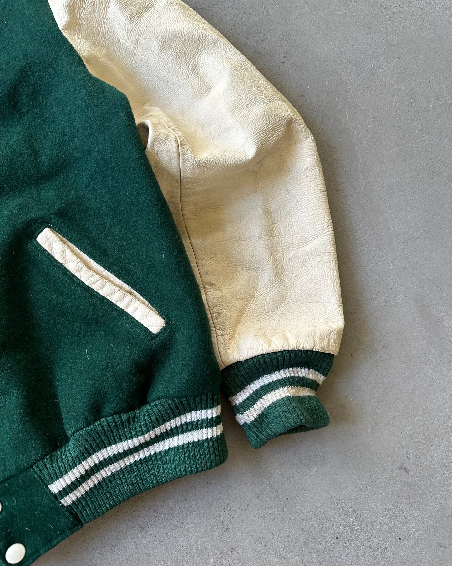 1990s - Green/Cream Roots Varsity Jacket - L/XL