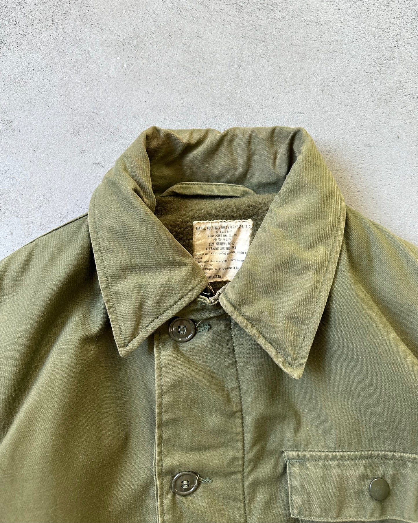 1970s - Distressed Green Military Deck Jacket - M