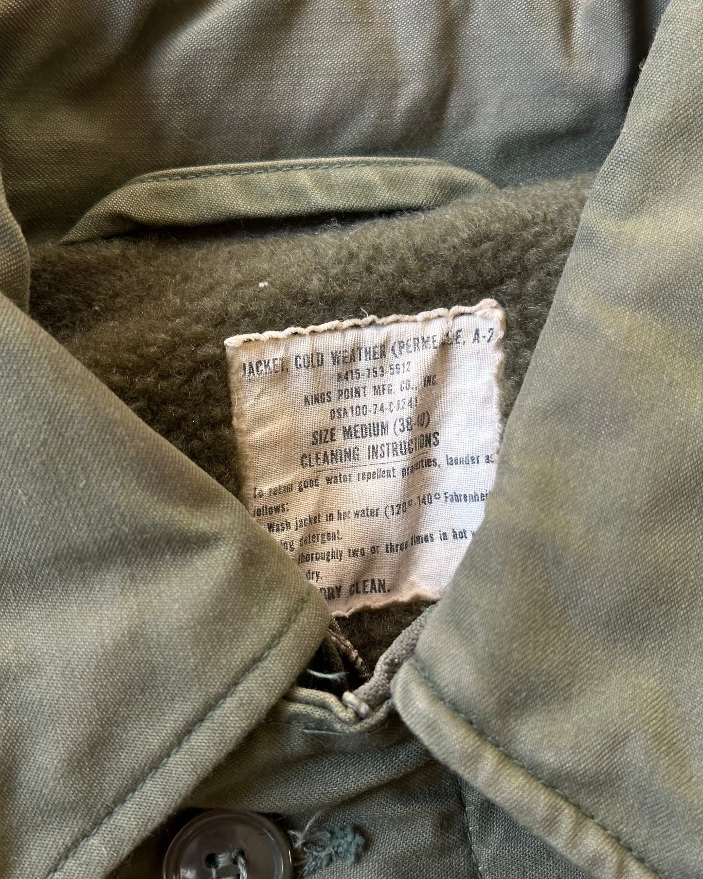 1970s - Distressed Green Military Deck Jacket - M