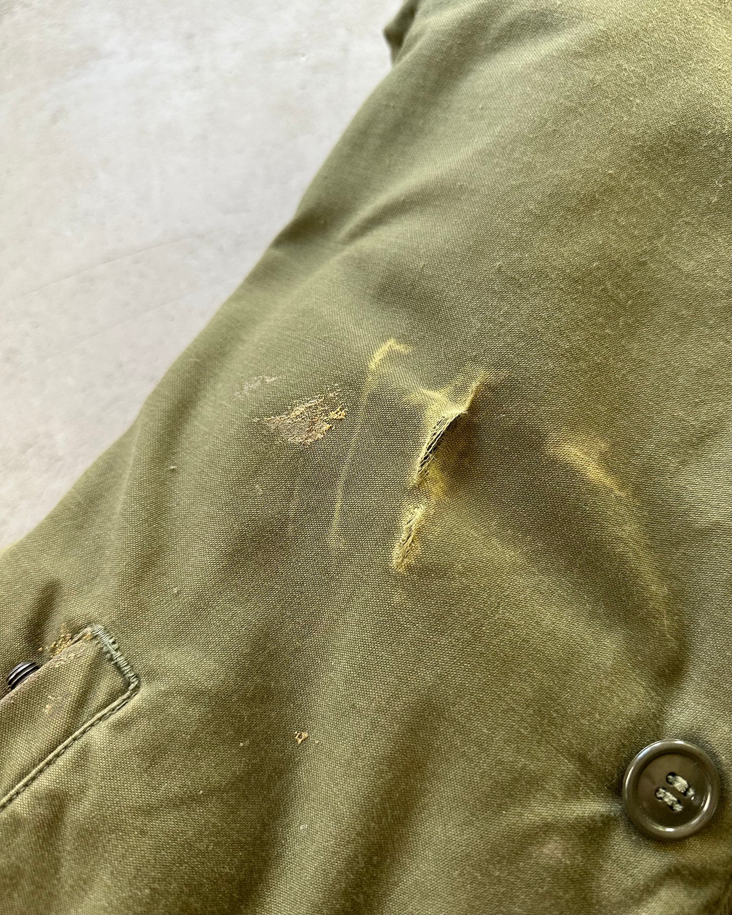 1970s - Distressed Green Military Deck Jacket - M