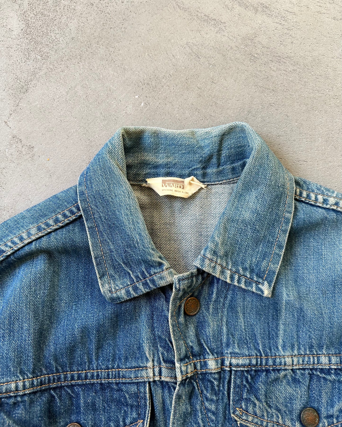 1970s - Faded Montgomery Ward Denim Trucker Jacket - XS/S