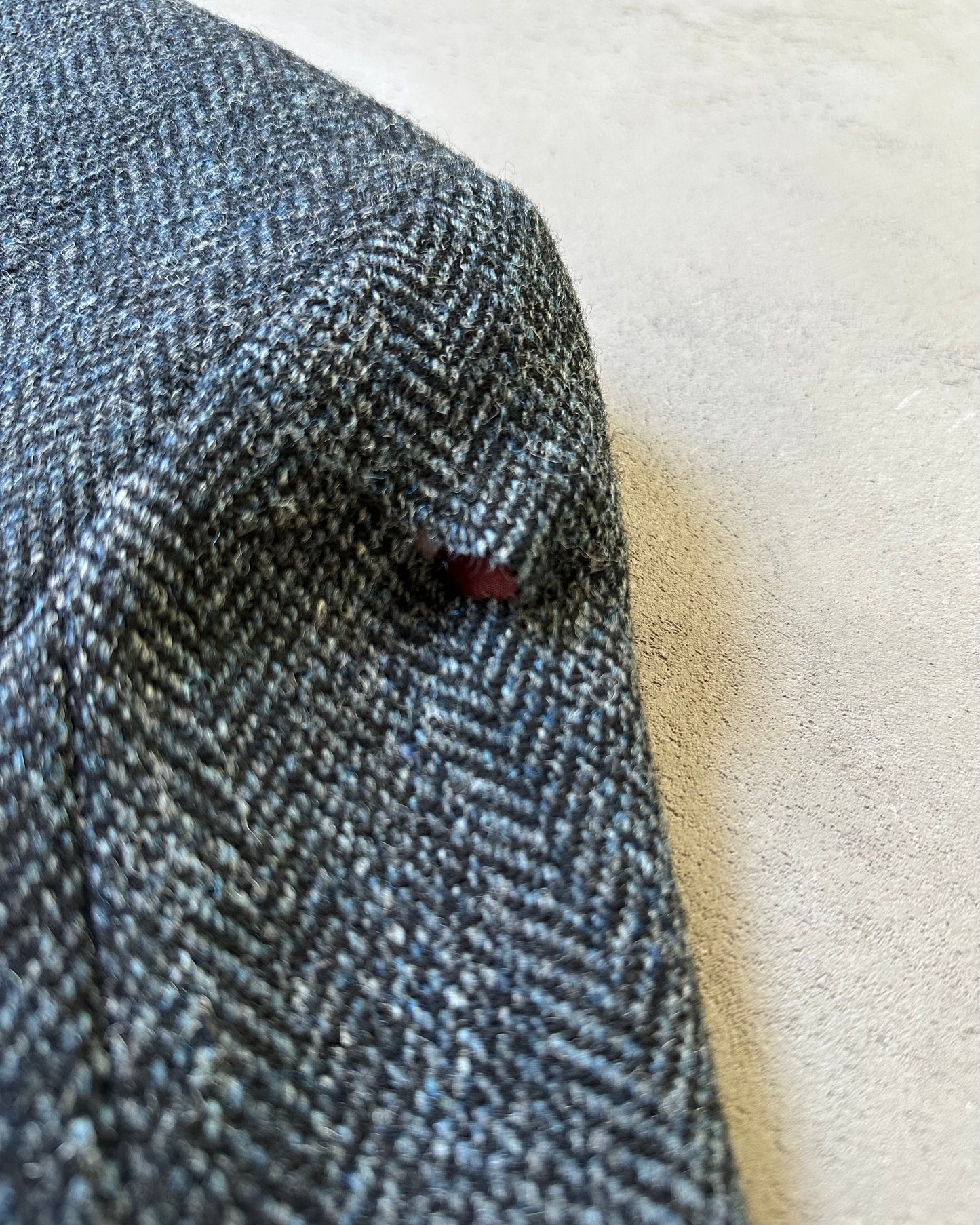 1990s - Distressed Black/Blue Harris Tweed Wool Blazer - 42