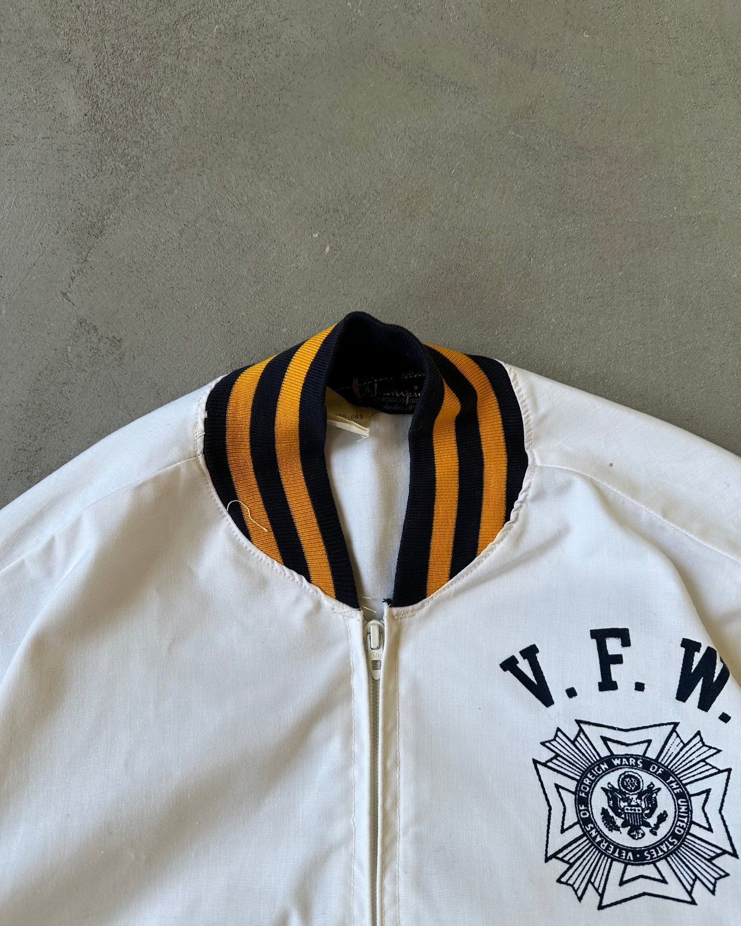 1960s - White V.F.W Light Bomber Jacket - S