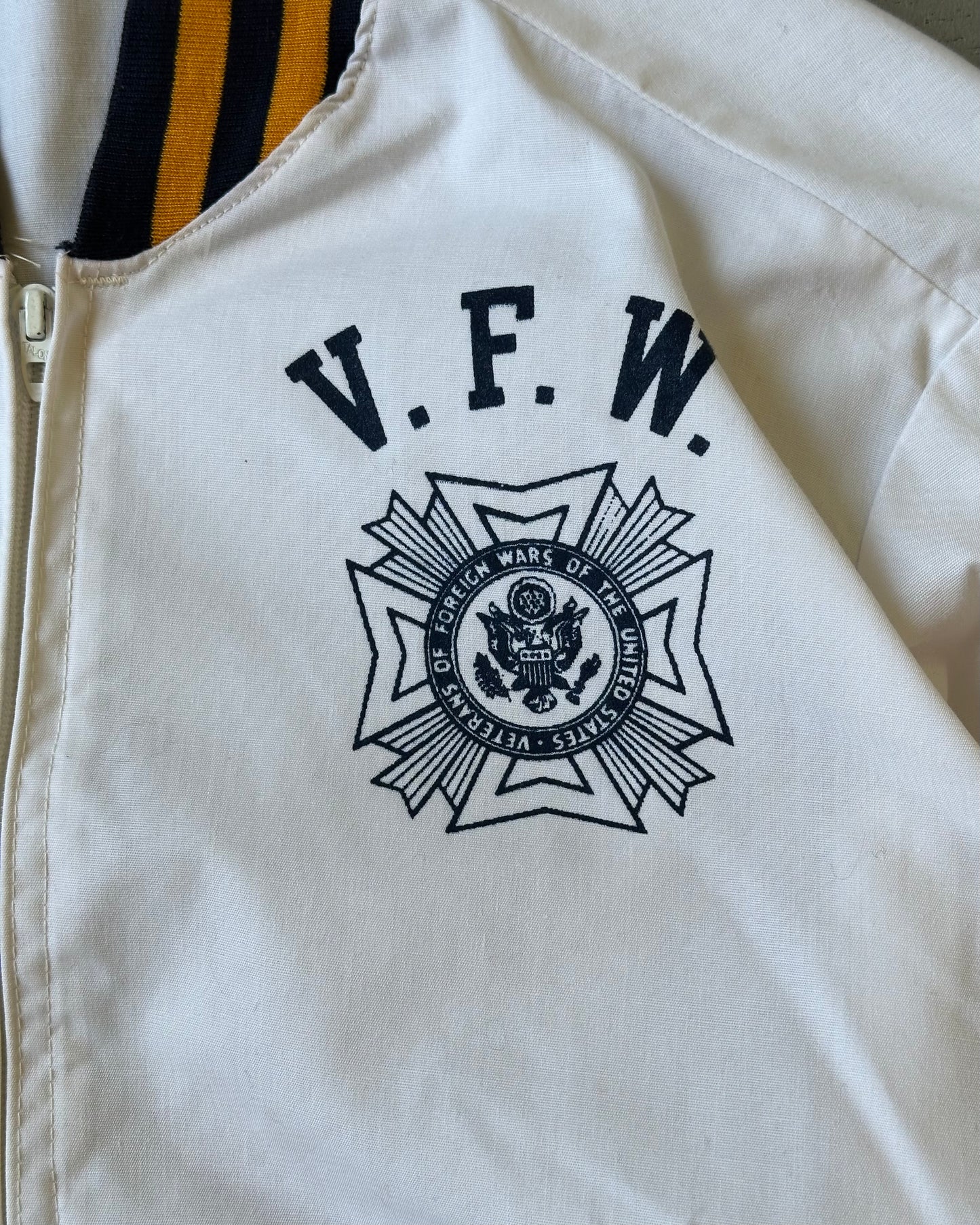 1960s - White V.F.W Light Bomber Jacket - S