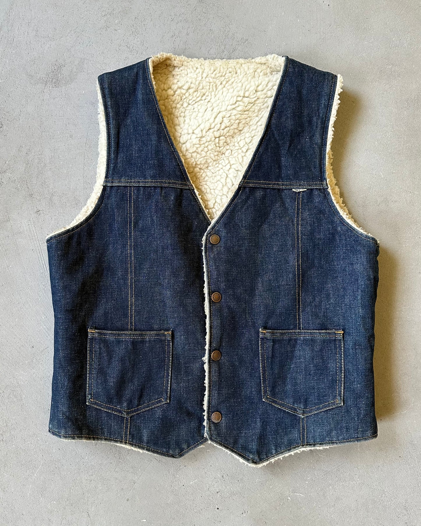 1980s - Lined Nelson Raw Denim Vest - M/L
