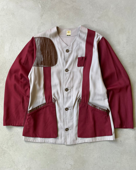 Années 50 - Surchemise de chasse en gabardine gris/bordeaux - T.L