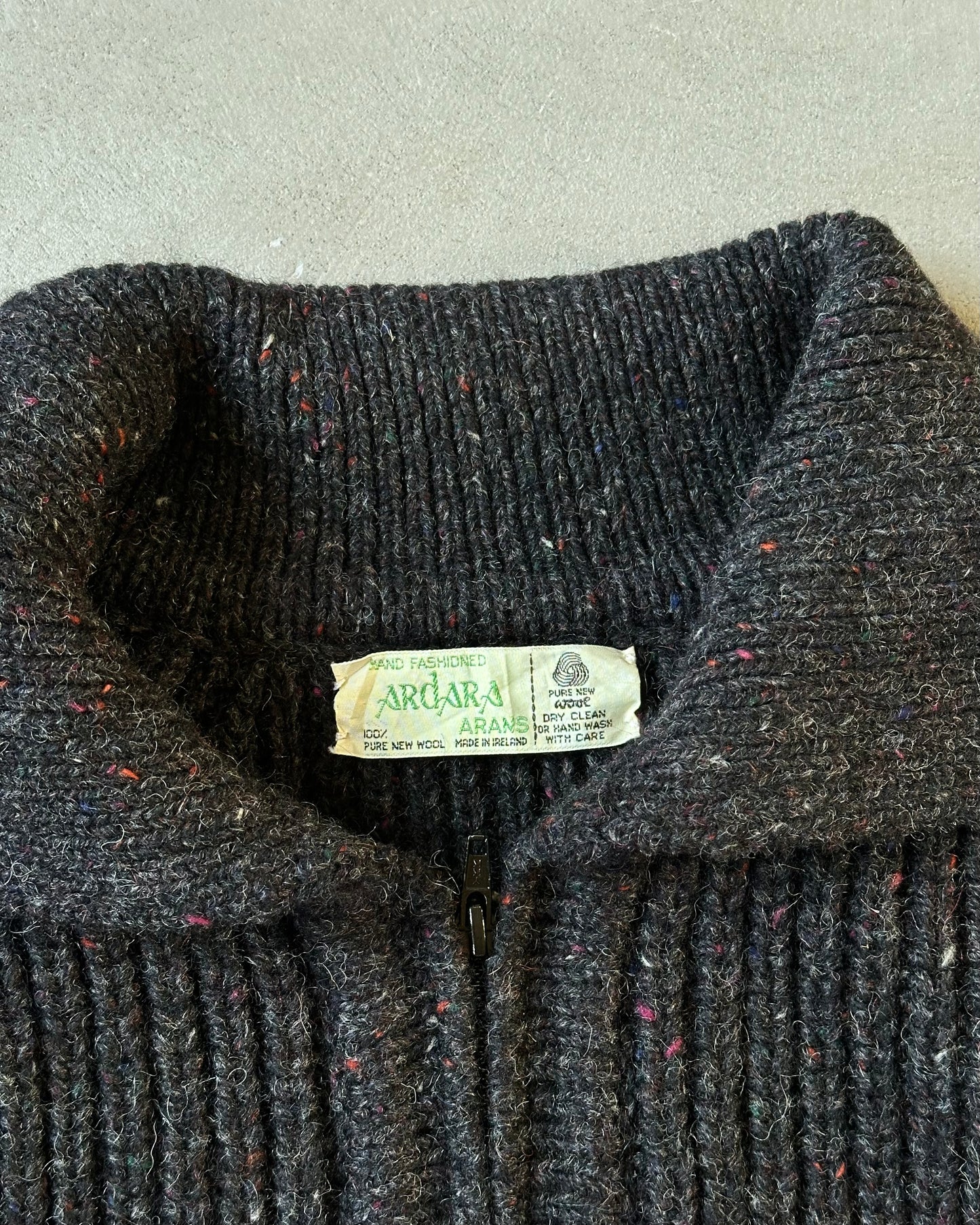 1980s - Charcoal Donegal Zip Sweater - L