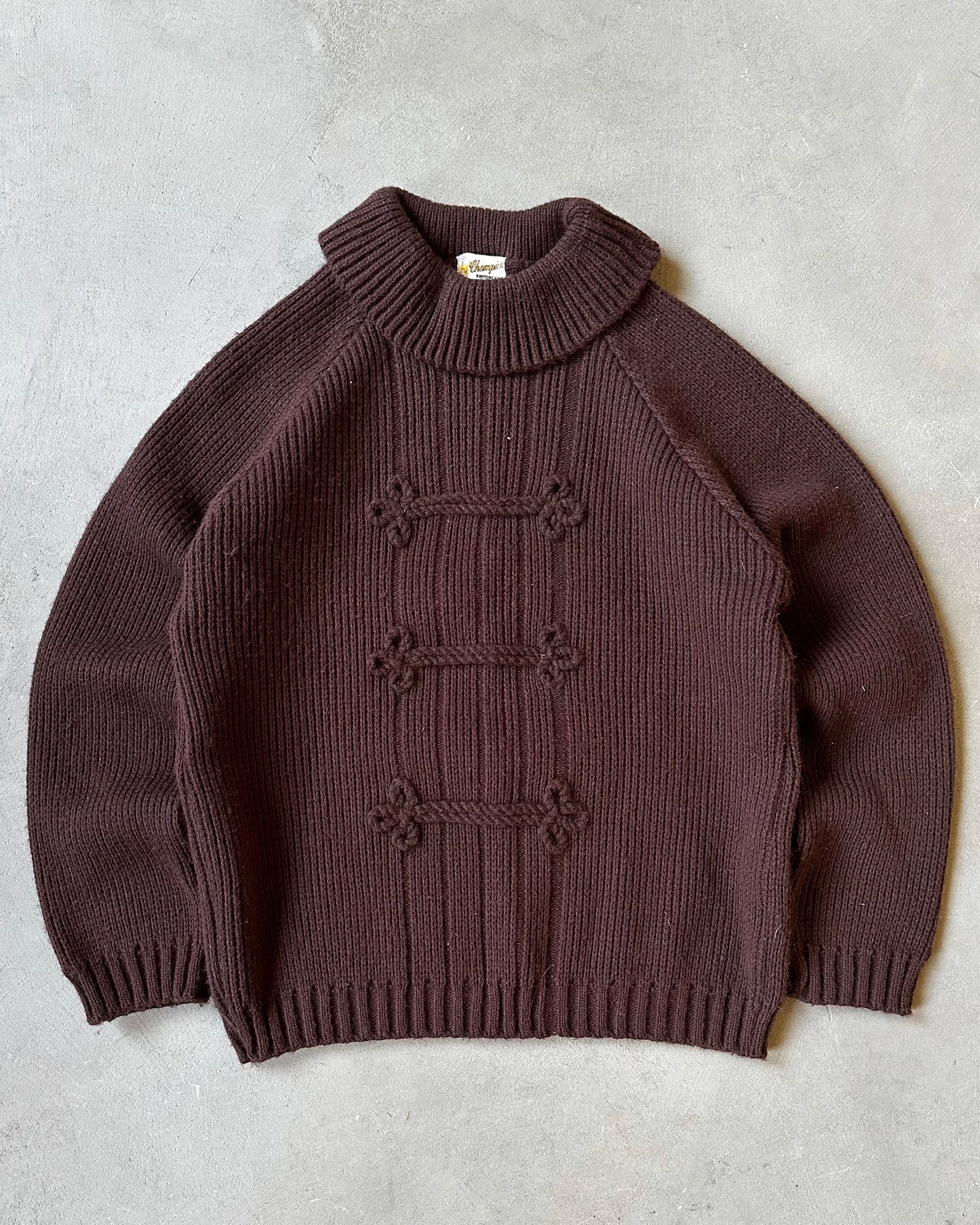 1970s - Brown Turtleneck Knitted Sweater - (W)M