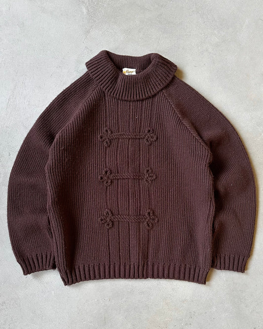 1970s - Brown Turtleneck Knitted Sweater - (W)M