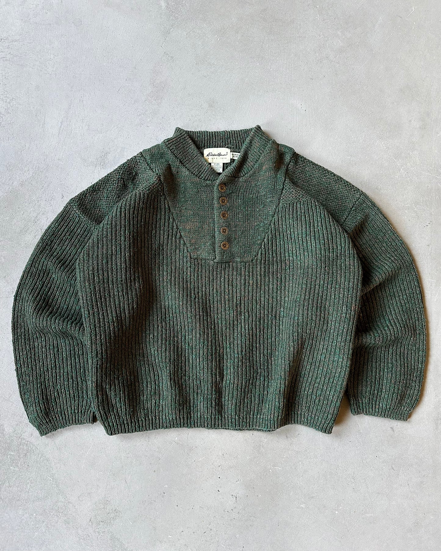 1990s - Forest Green/Brown Eddie Bauer Sweater - L/XL