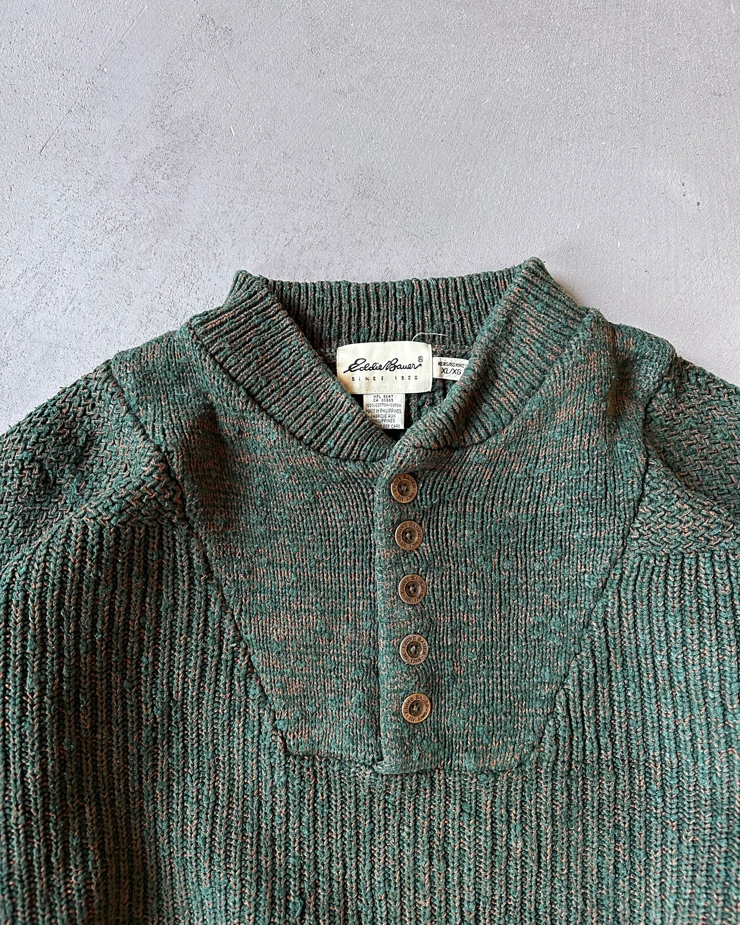 1990s - Forest Green/Brown Eddie Bauer Sweater - L/XL