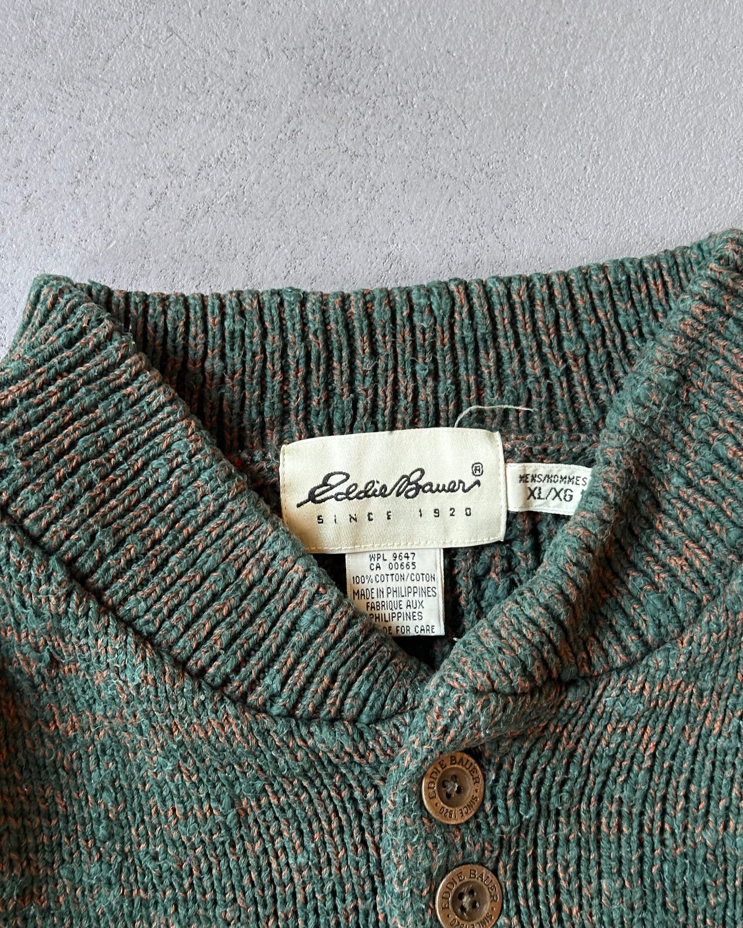 1990s - Forest Green/Brown Eddie Bauer Sweater - L/XL