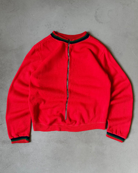 1970s - Red 7/8 Zip Crewneck - S