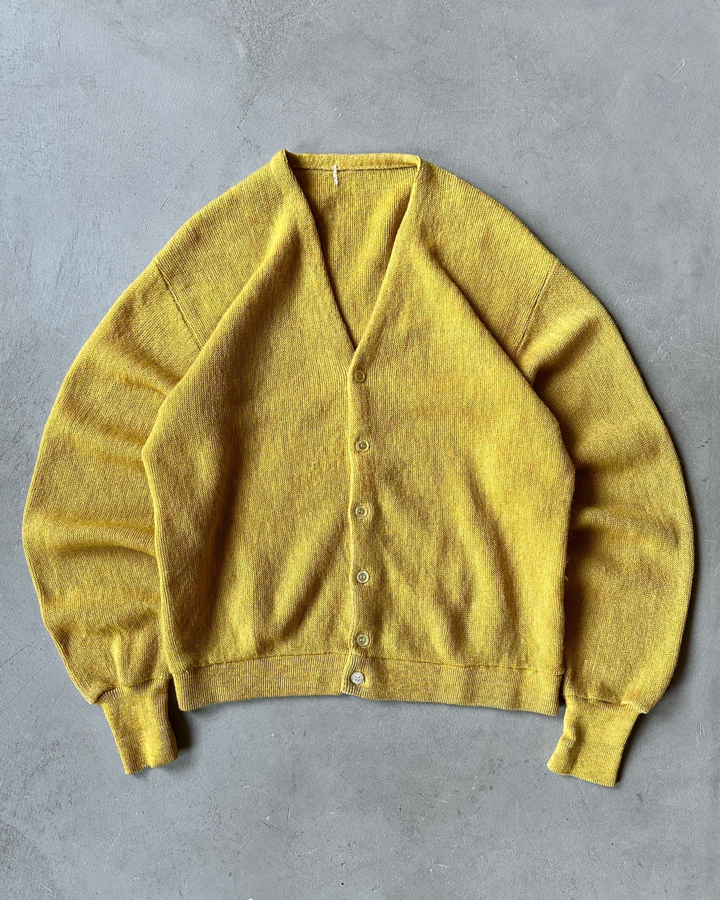 1970s - Yellow Wool Cardigan - L