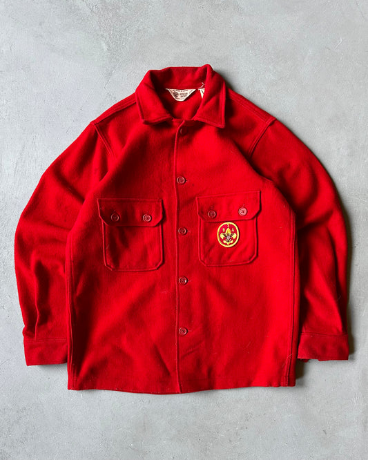 1960s - Red Boy Scouts Wool Overshirt - M