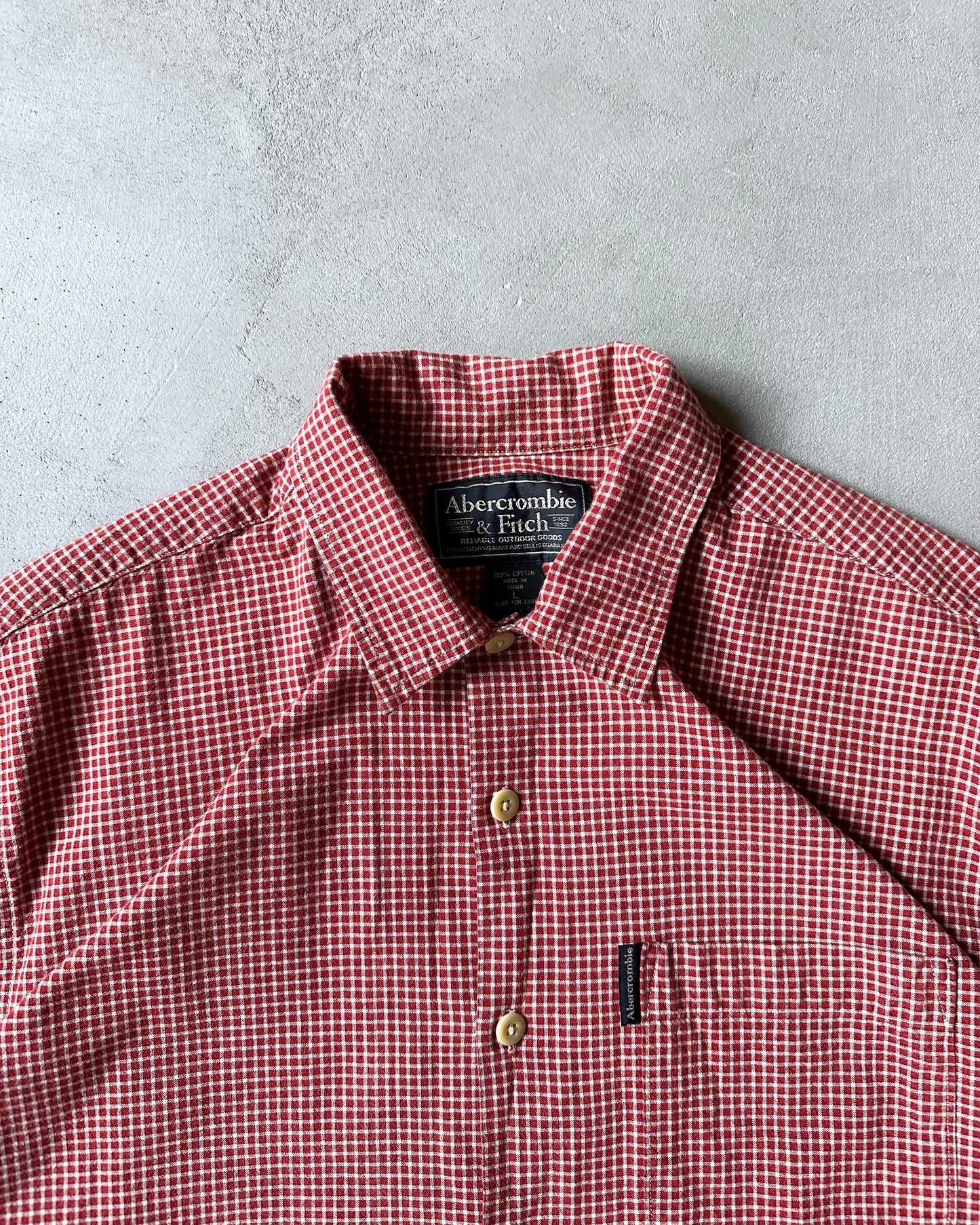 1990s - Red Abercrombie & Fitch Plaid Shirt - L