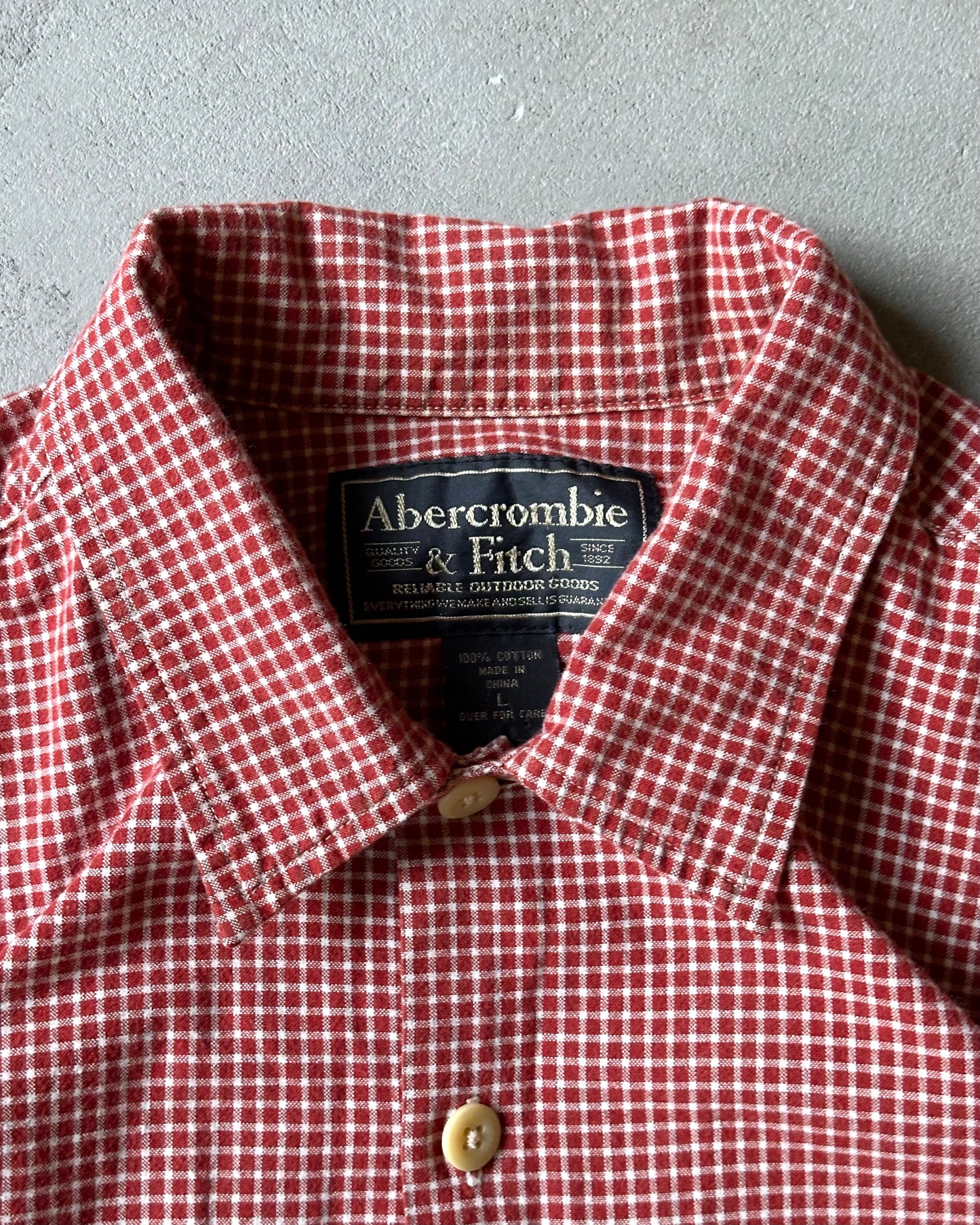 1990s - Red Abercrombie & Fitch Plaid Shirt - L