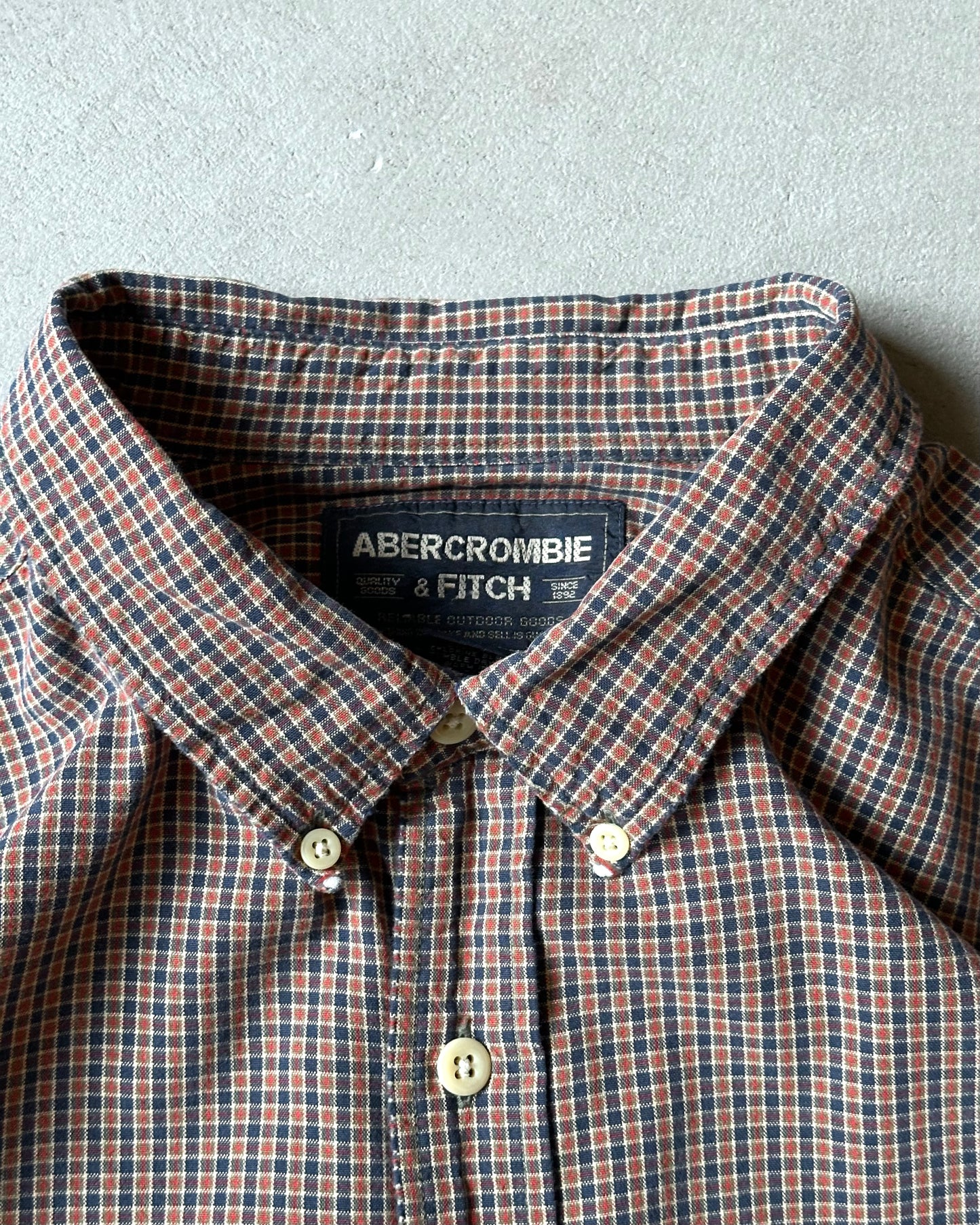 2000s - Navy/Red Abercrombie & Fitch Plaid Shirt - XXL