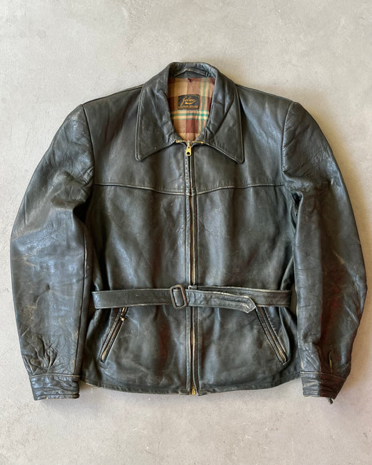 Années 50 - Blouson en cuir Felida noir vieilli - M