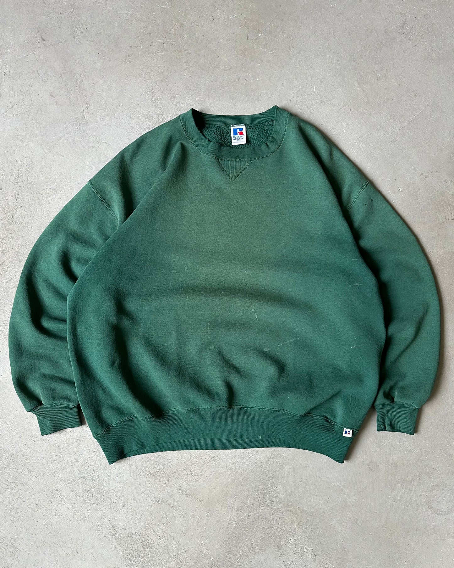 1990s - Faded Green Russell Crewneck - XL