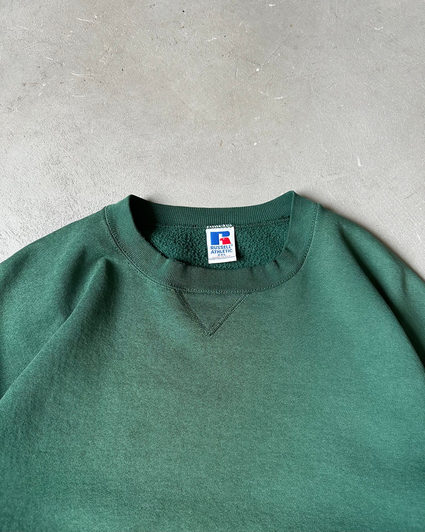 1990s - Faded Green Russell Crewneck - XL
