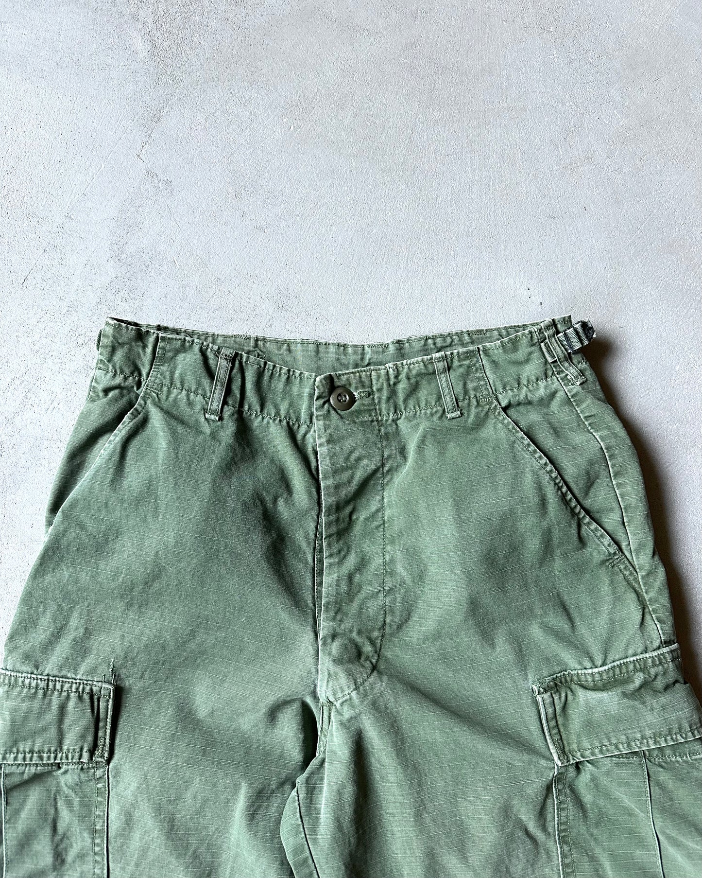 1980s - Green Cut Off Ripstop Military Shorts - S