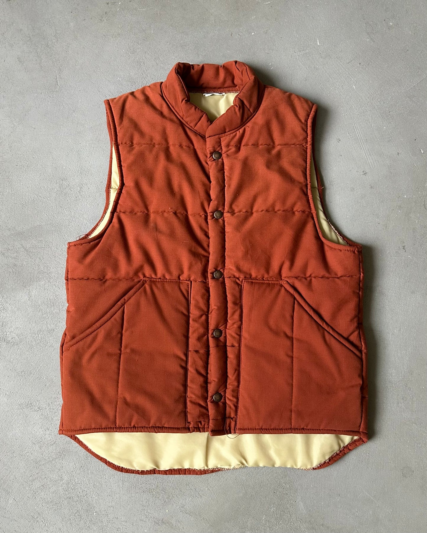1980s - Burnt Orange Puffer Vest - S