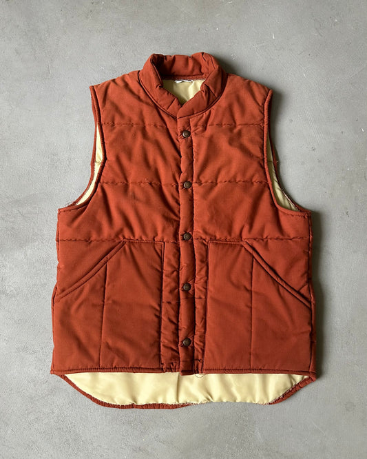 1980s - Burnt Orange Puffer Vest - S
