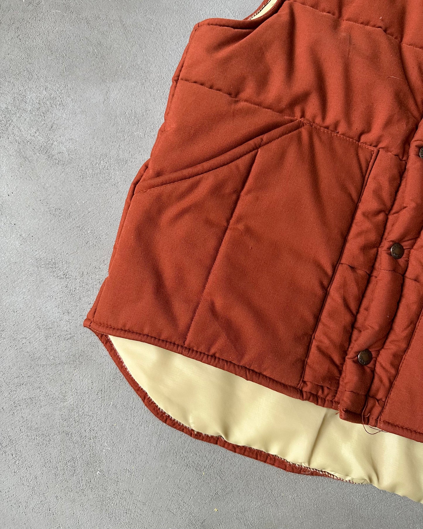 1980s - Burnt Orange Puffer Vest - S