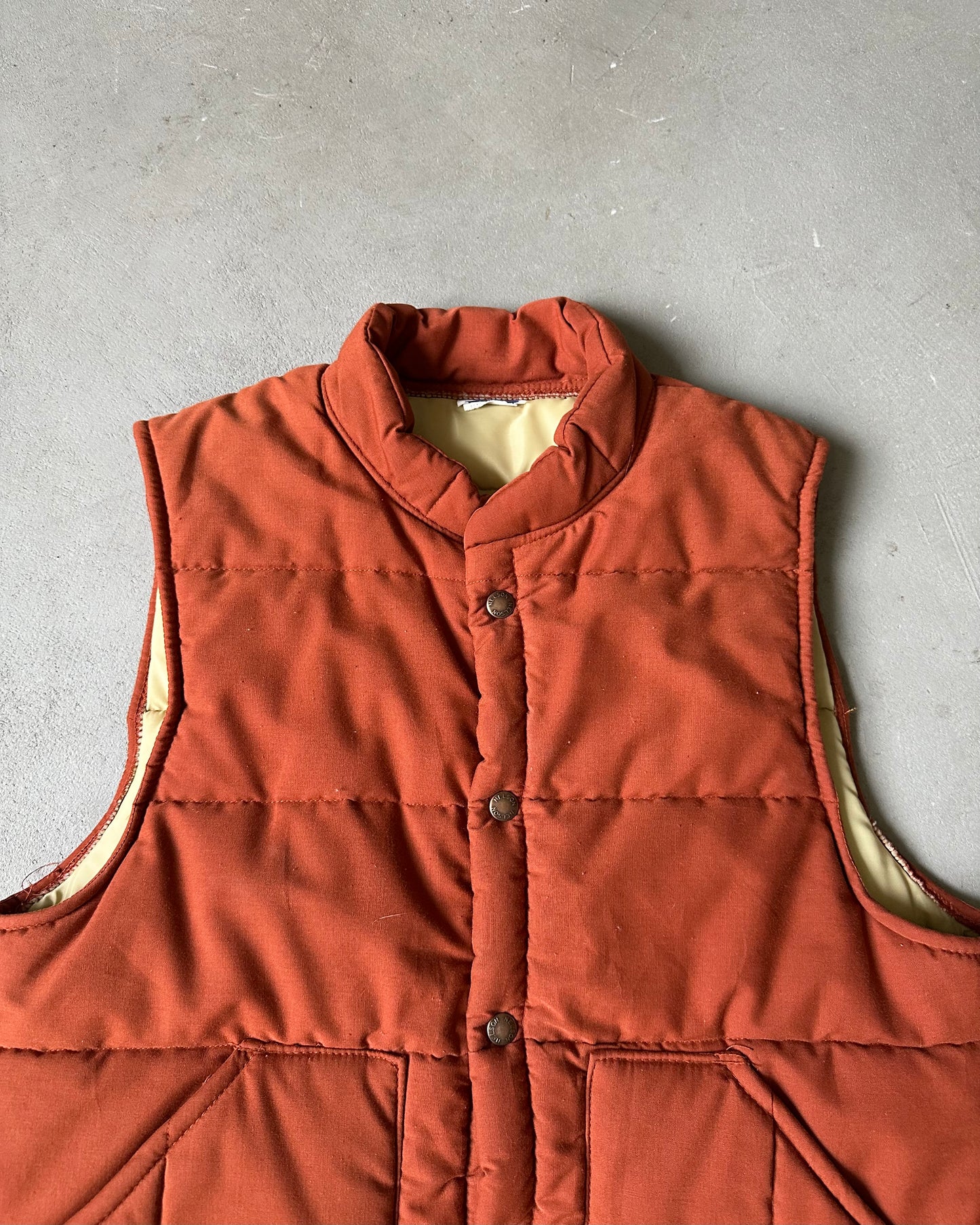 1980s - Burnt Orange Puffer Vest - S