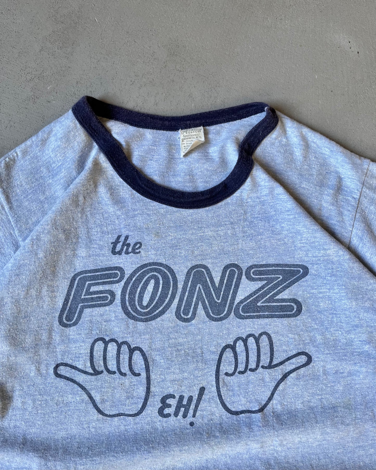 Années 70 - T-shirt Ringer Bleu The Fonz - M