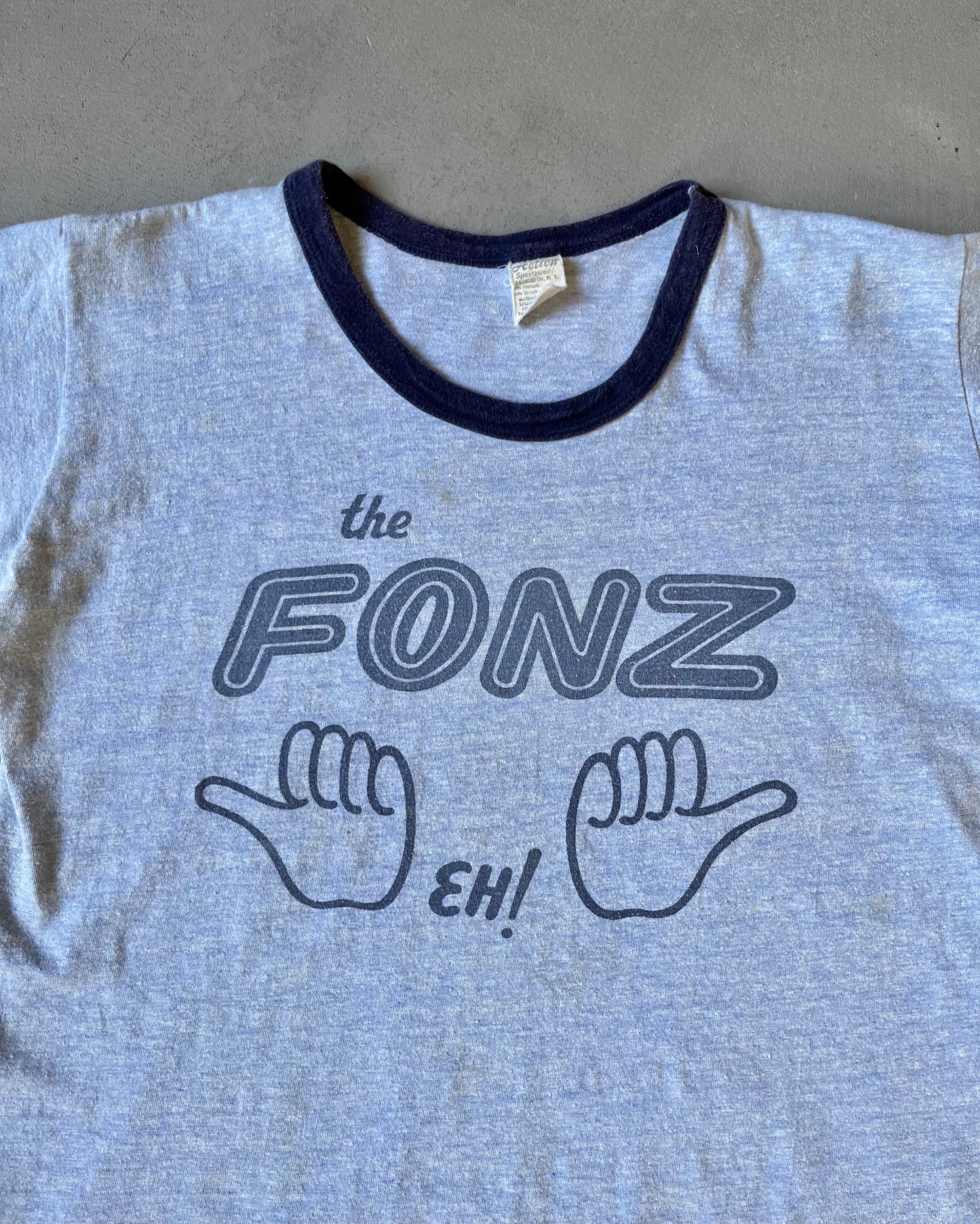 Années 70 - T-shirt Ringer Bleu The Fonz - M