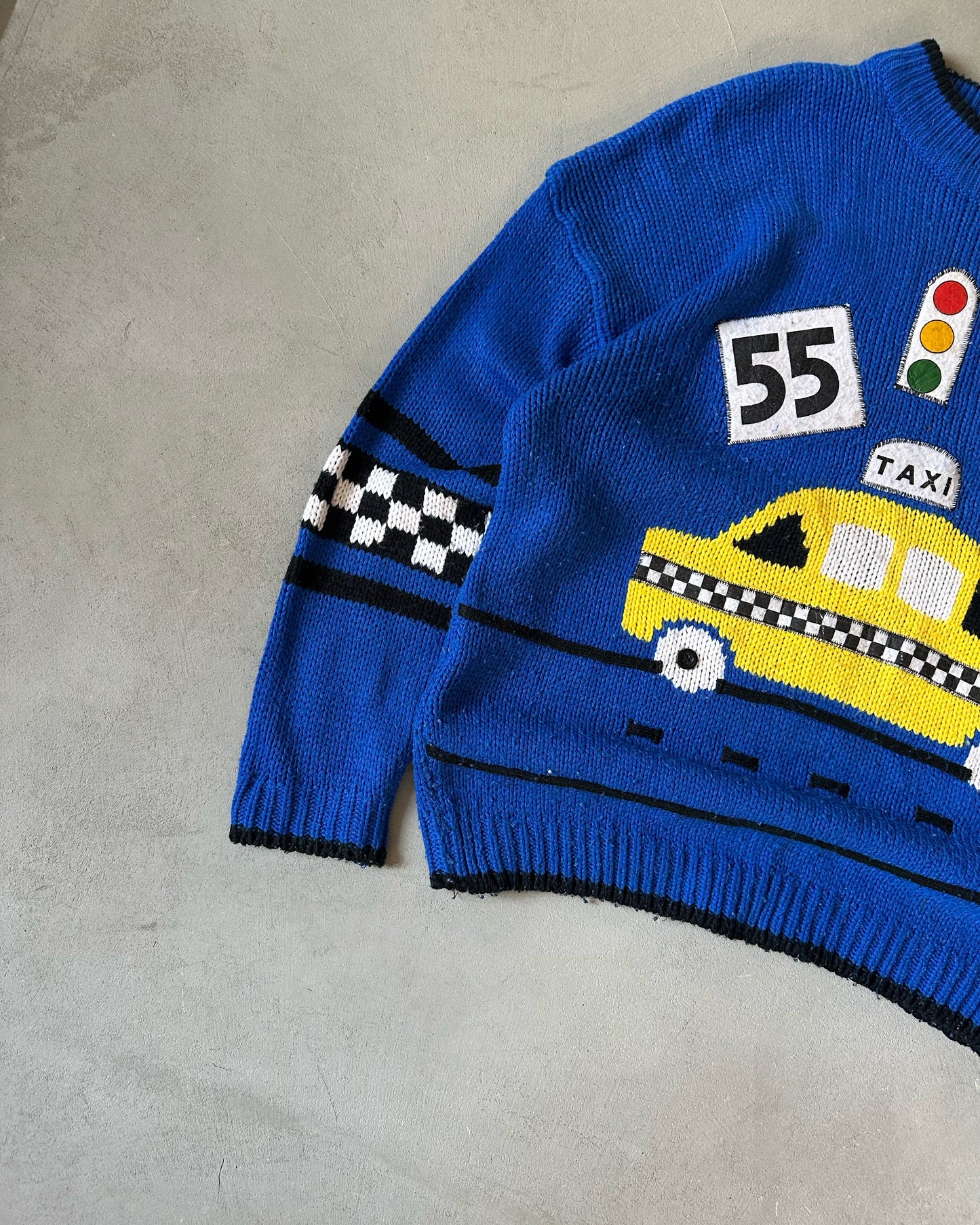 1990s - Blue TAXI Sweater - L