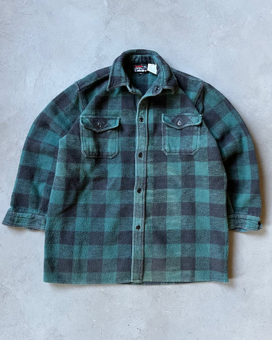 2000s - Green/Black Plaid Heavy Flannel - M