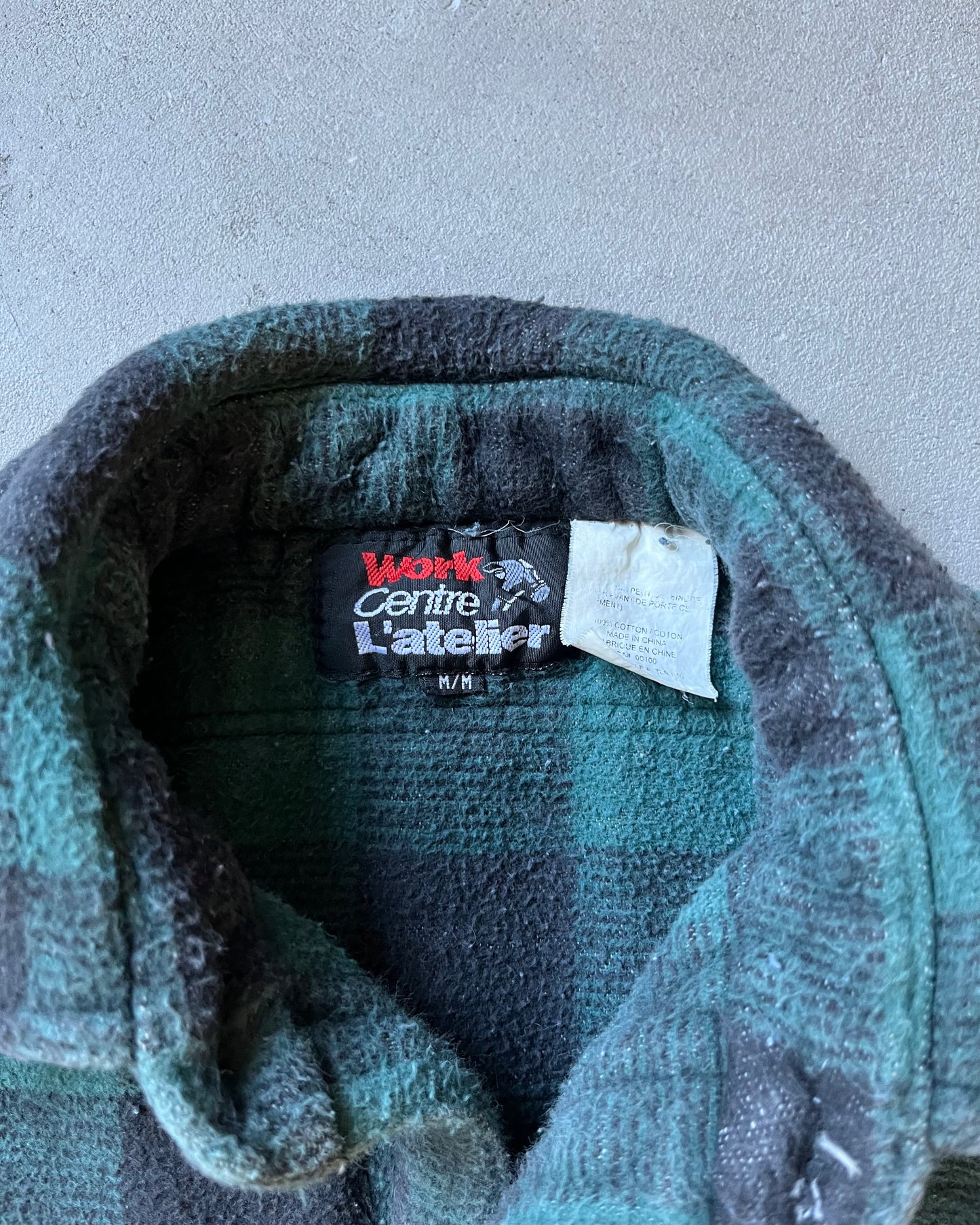 Années 2000 - Chemise à carreaux vert/noir en flanelle épaisse - M