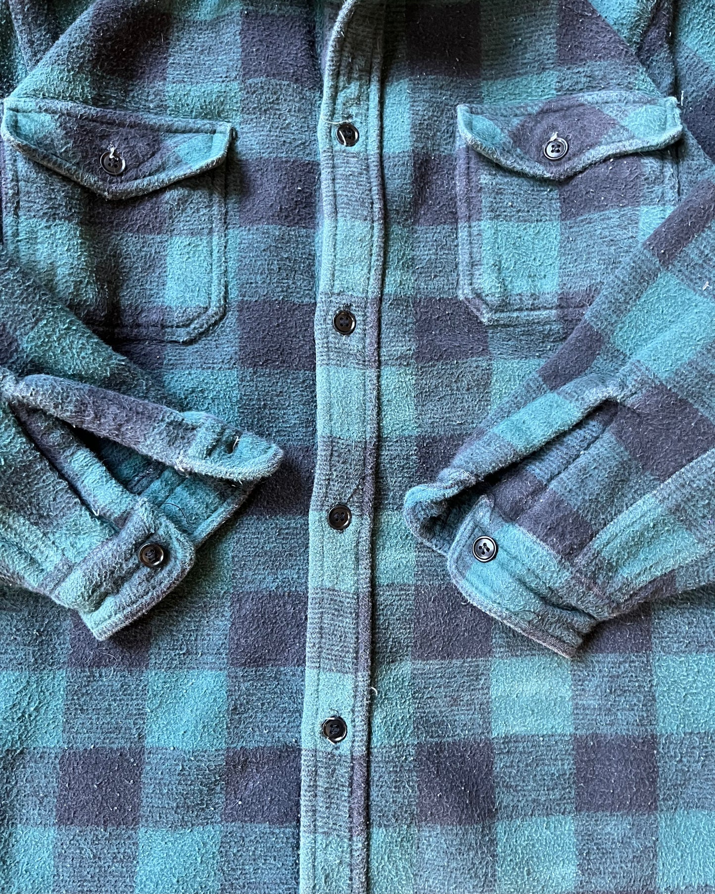 Années 2000 - Chemise à carreaux vert/noir en flanelle épaisse - M