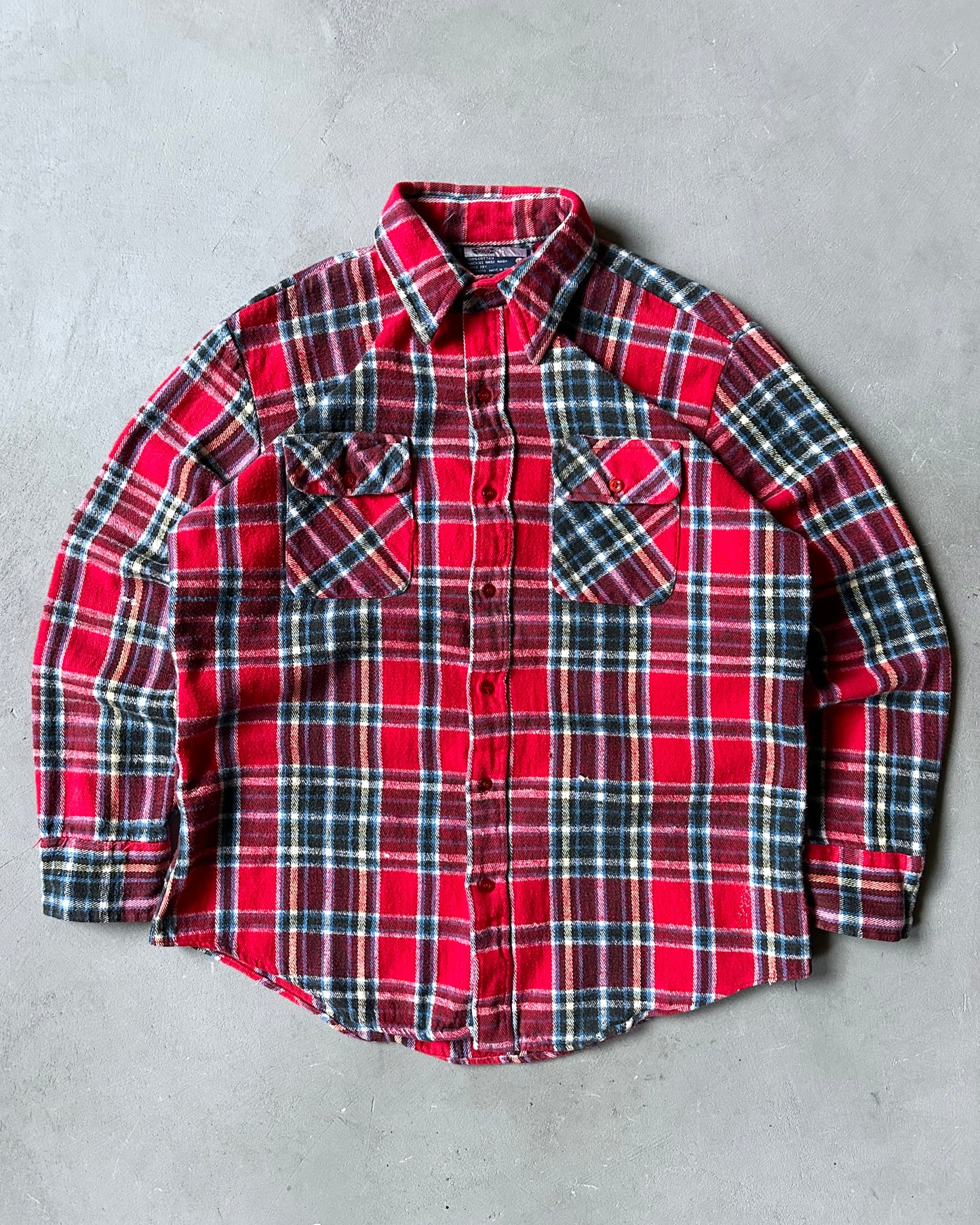 1980s - Red/Blue Plaid Flannel - M/L