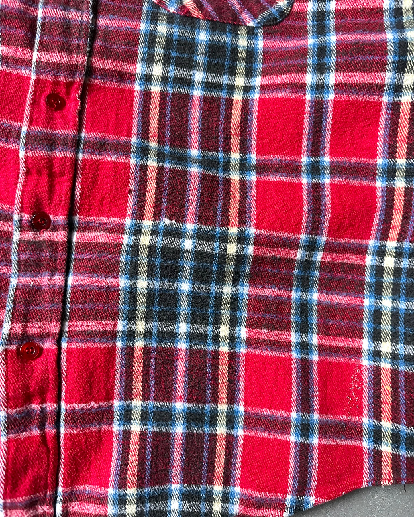 1980s - Red/Blue Plaid Flannel - M/L