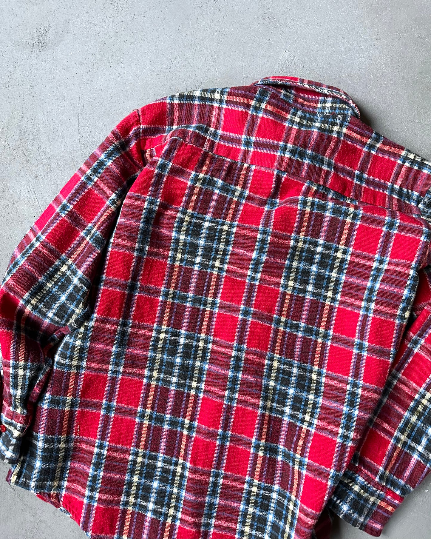 1980s - Red/Blue Plaid Flannel - M/L