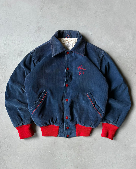 1980s - Distressed Navy/Red Mt. Pleasant Cheerleader Varsity Jacket - S
