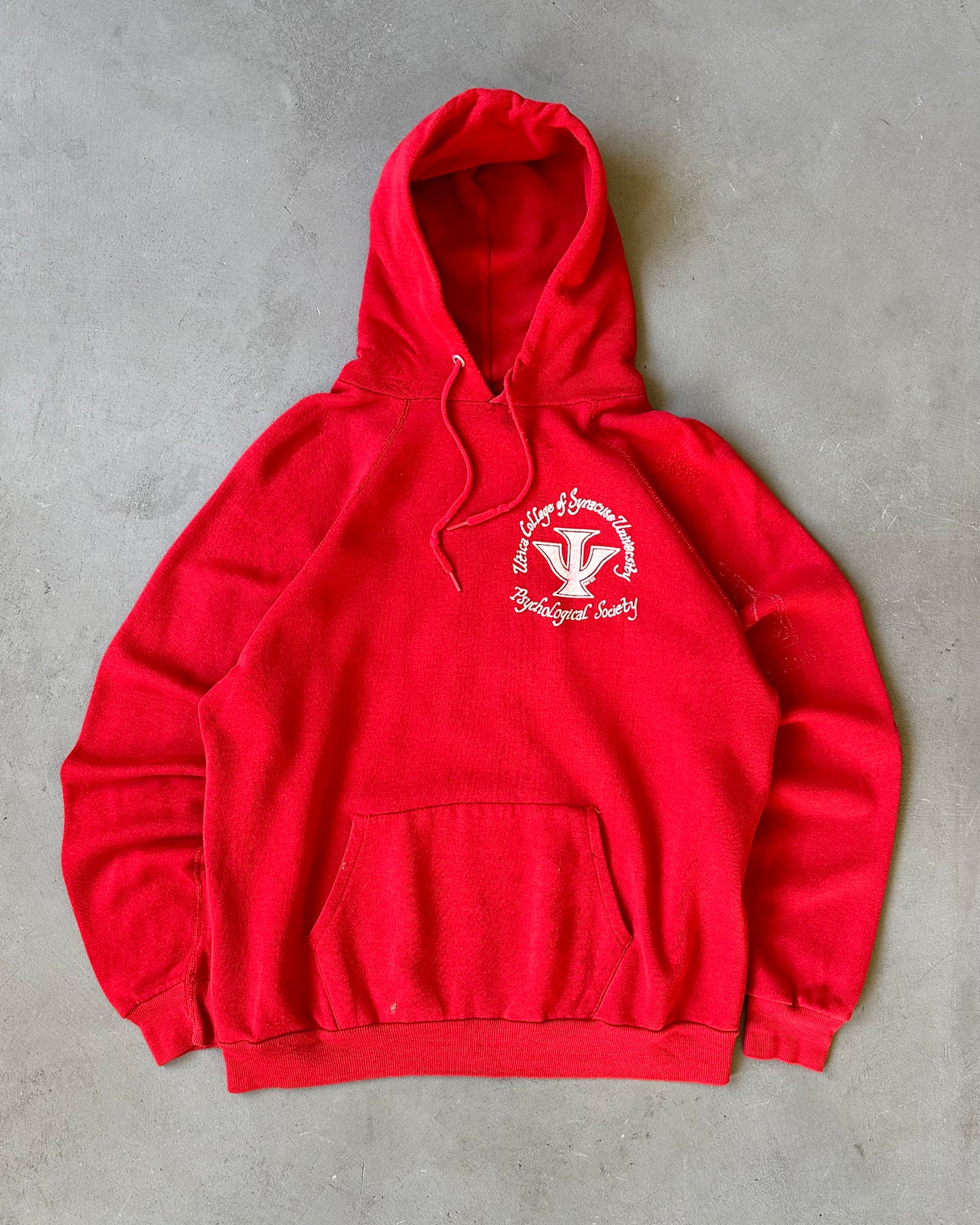 1970s - Distressed Red Utica College Hoodie - M