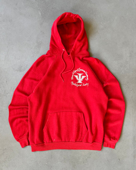 1970s - Distressed Red Utica College Hoodie - M