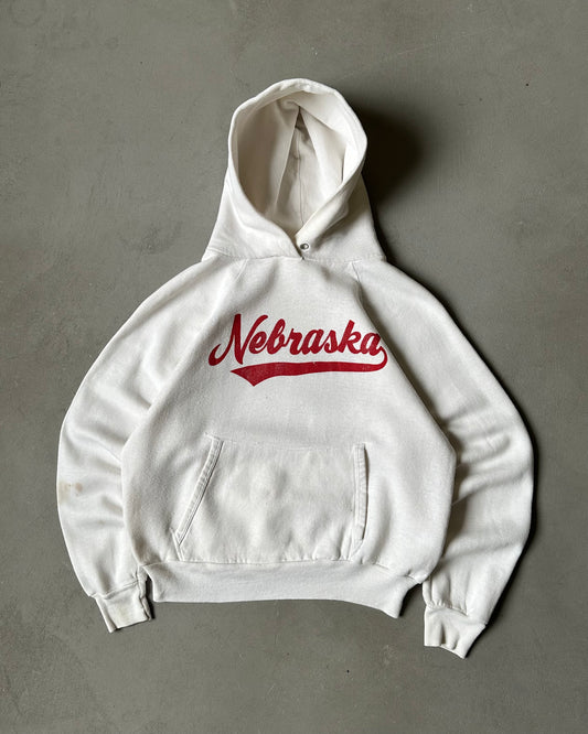 1970s - White Nebraska Hoodie - XS