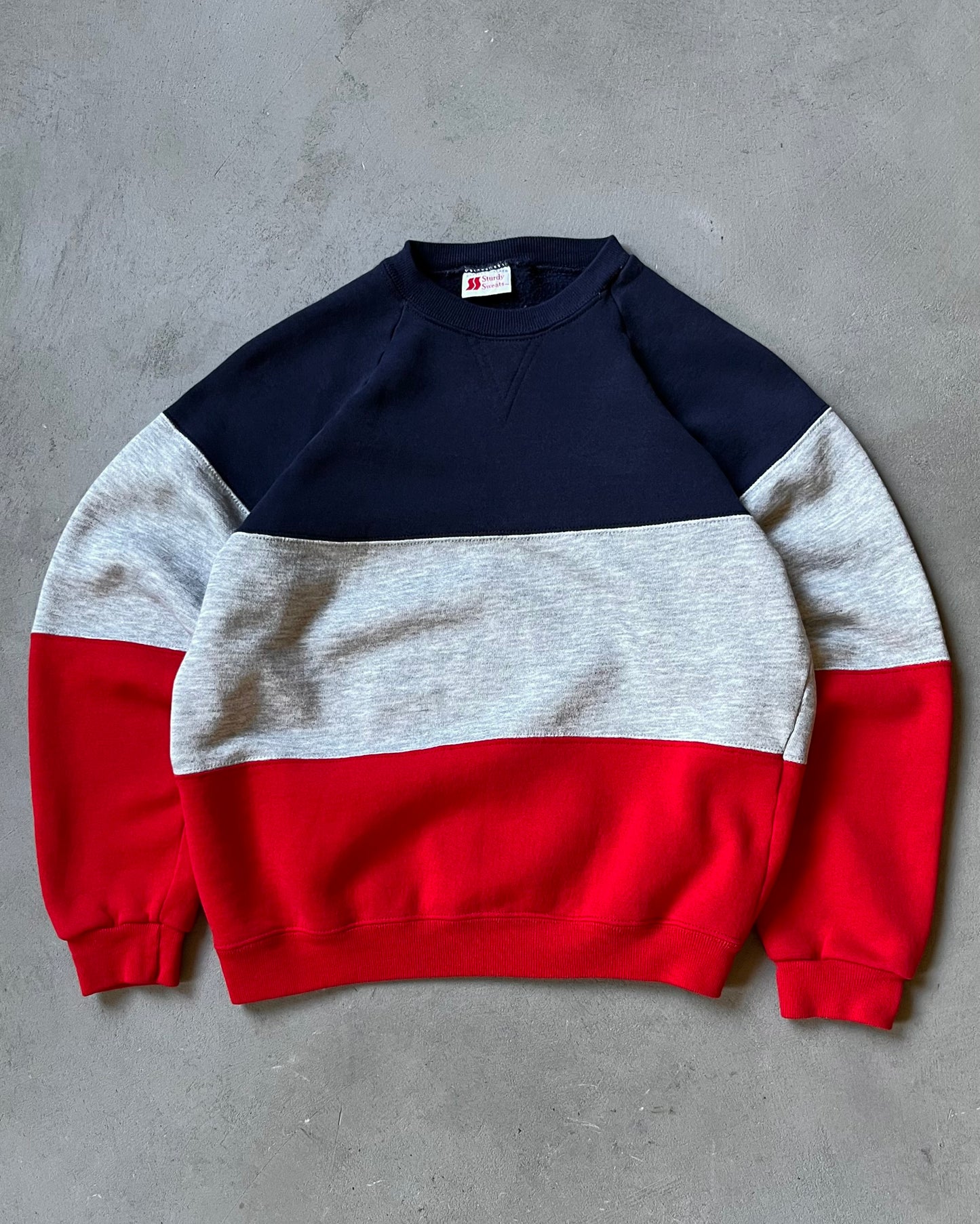 1980s - Navy/Red Striped Crewneck - S