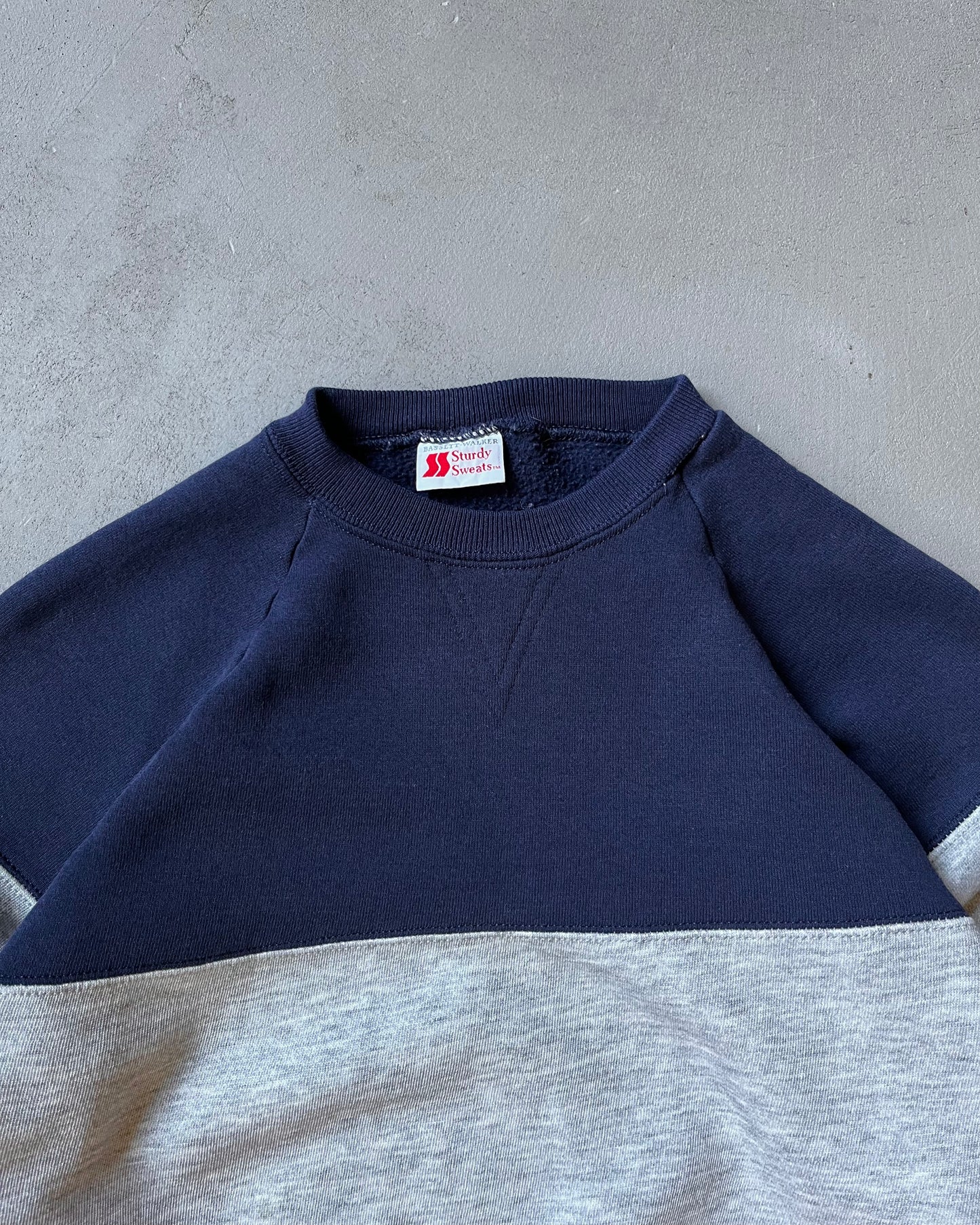 1980s - Navy/Red Striped Crewneck - S