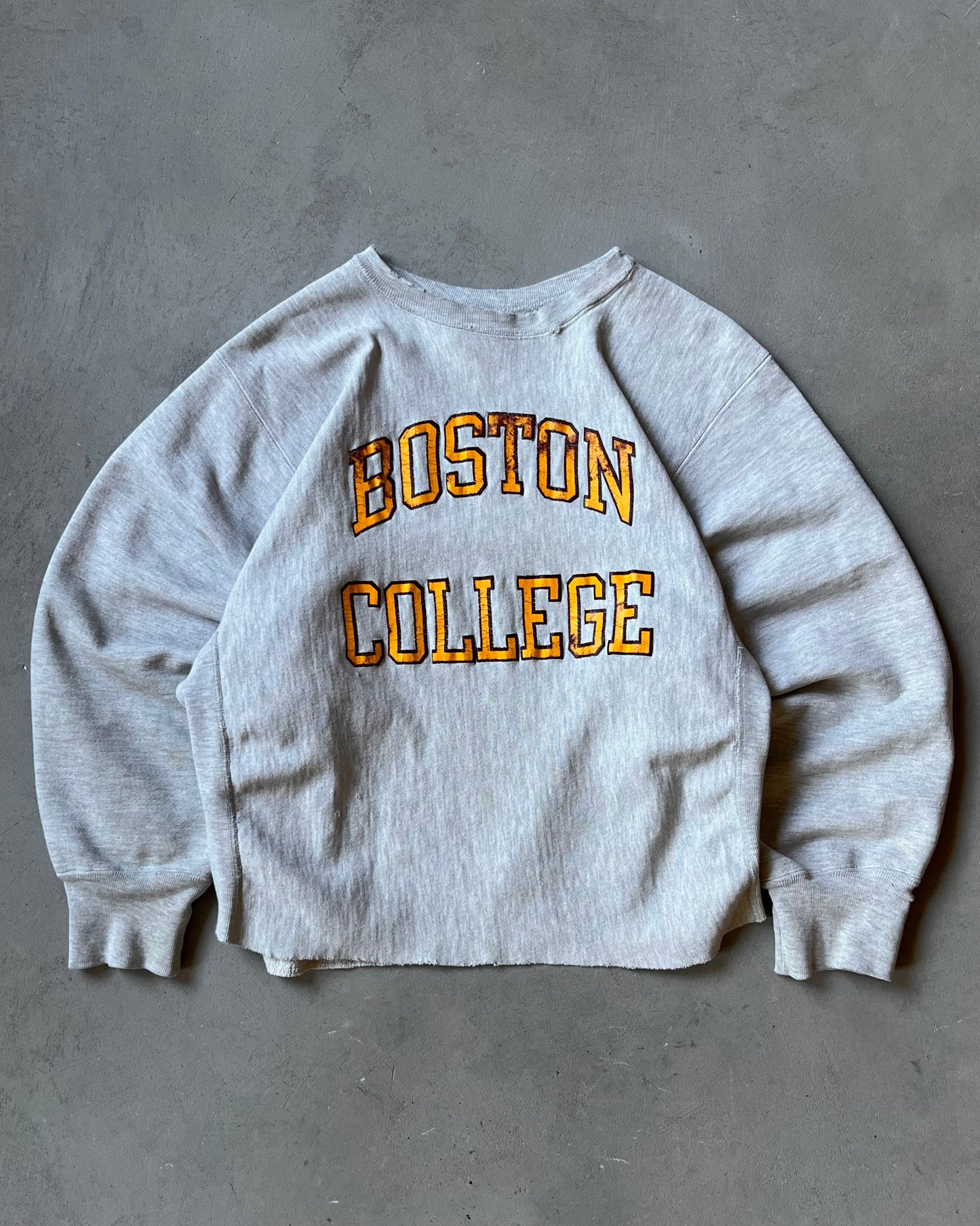 Années 80 - Sweat-shirt ras du cou d'entraînement Champion Boston gris vieilli - M