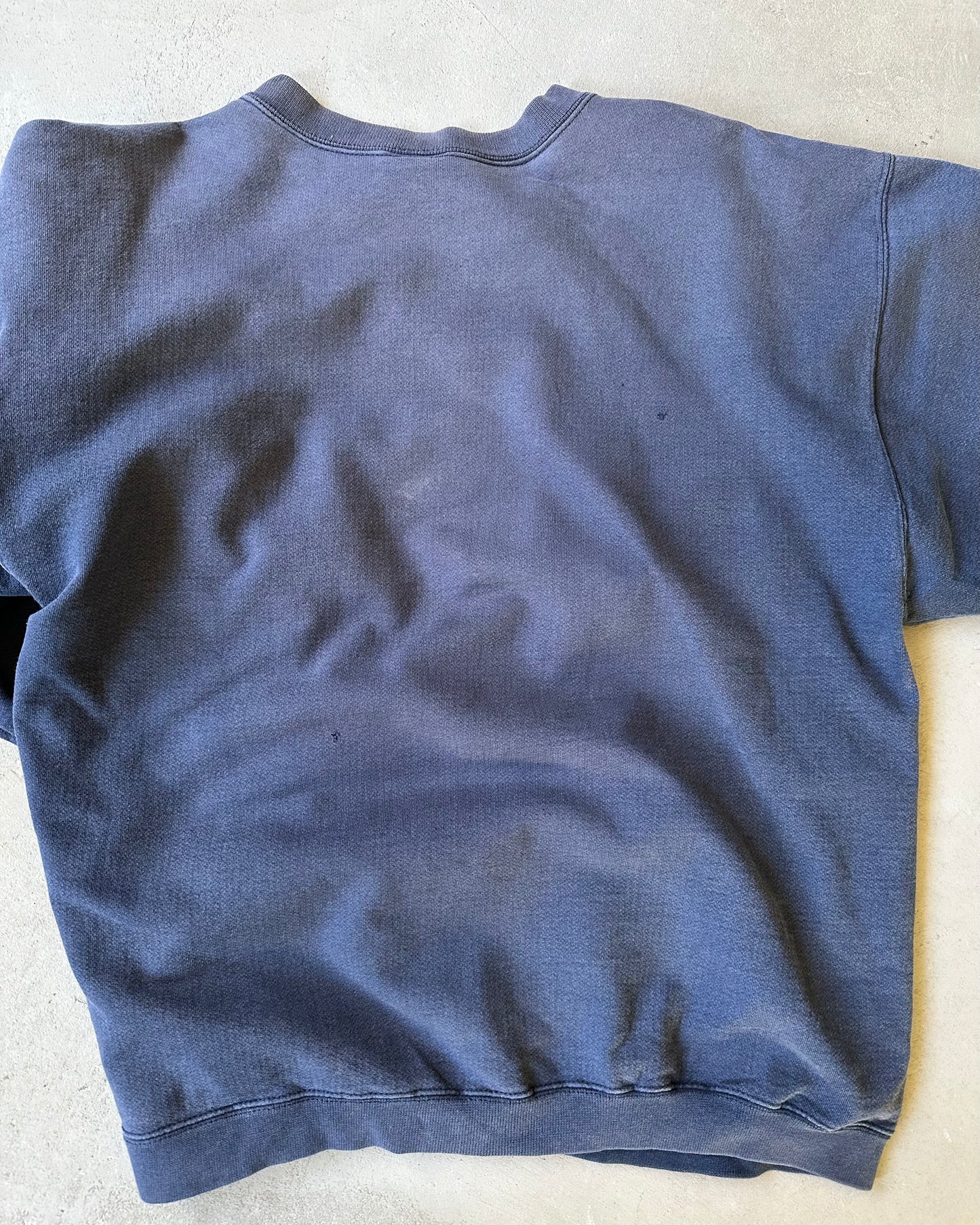 1990s - Distressed Navy Empire State College Crewneck - L
